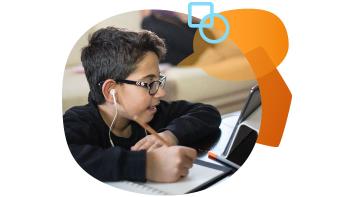 Kid doing homework with pencil