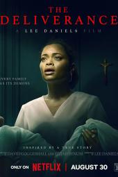 The Deliverance movie poster: Andra Day with face lit.